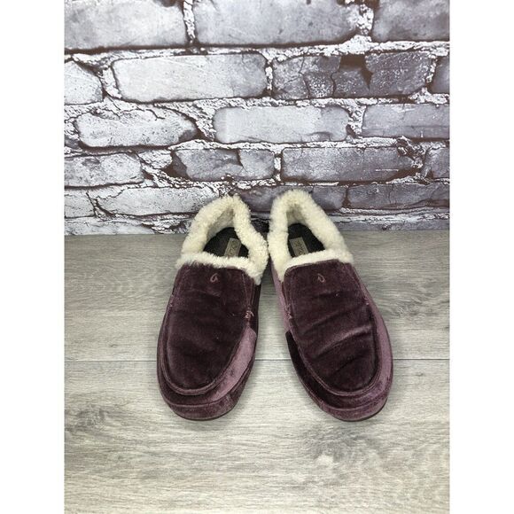 OluKai Ku'una Lanui Red Ginger Velvet Sheep Fur Slippers Women’s Sz 10M US/40EU - Picture 4 of 16
